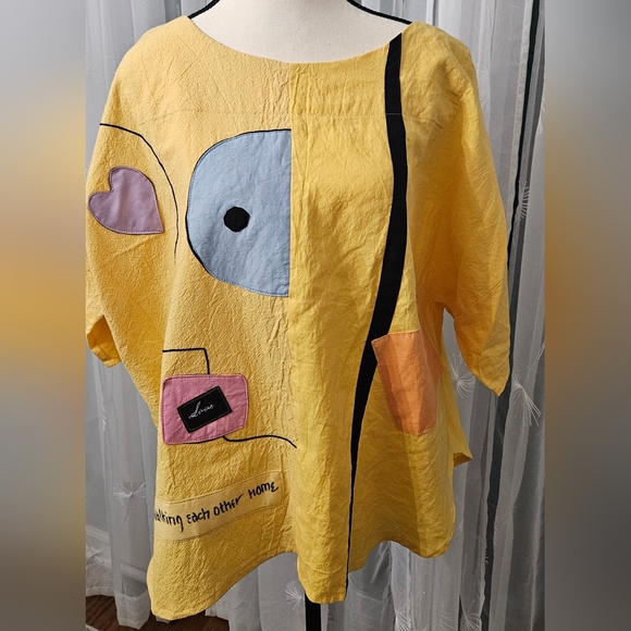 New with tags-  Tia Lin yellow blouse - Picture 2 of 9